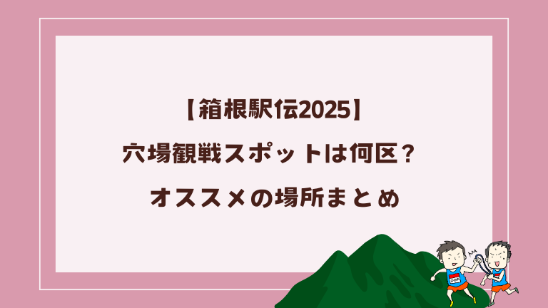 【箱根駅伝2025】穴場観戦スポットは何区？オススメの場所まとめ