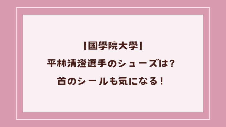 【國學院大學】平林清澄選手のシューズは？首のシールも気になる！